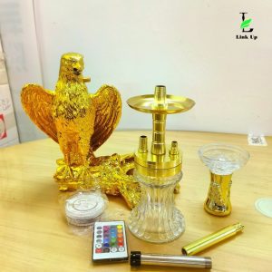 The distinctive artistic silhouette and craftsmanship of the Medium Eagle Shape Resin and Aluminum Hookah.