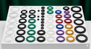 Hookah base gasket collection showing various sizes and shapes for different models