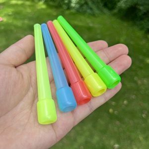 Colored disposable mouthpieces arranged showing variety for user identification