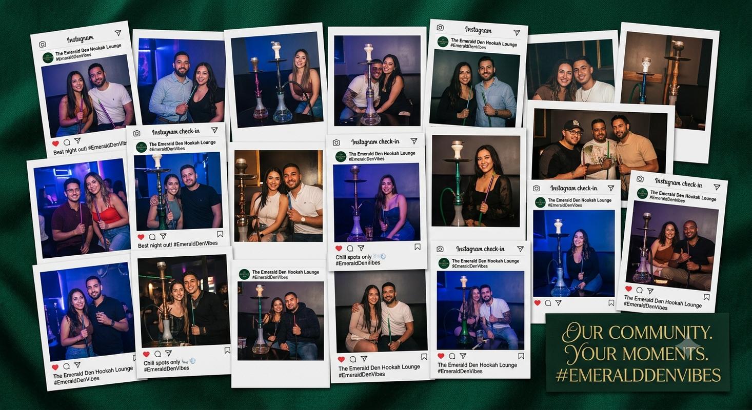 Customer Instagram posts collage from hookah bar check-in sharing