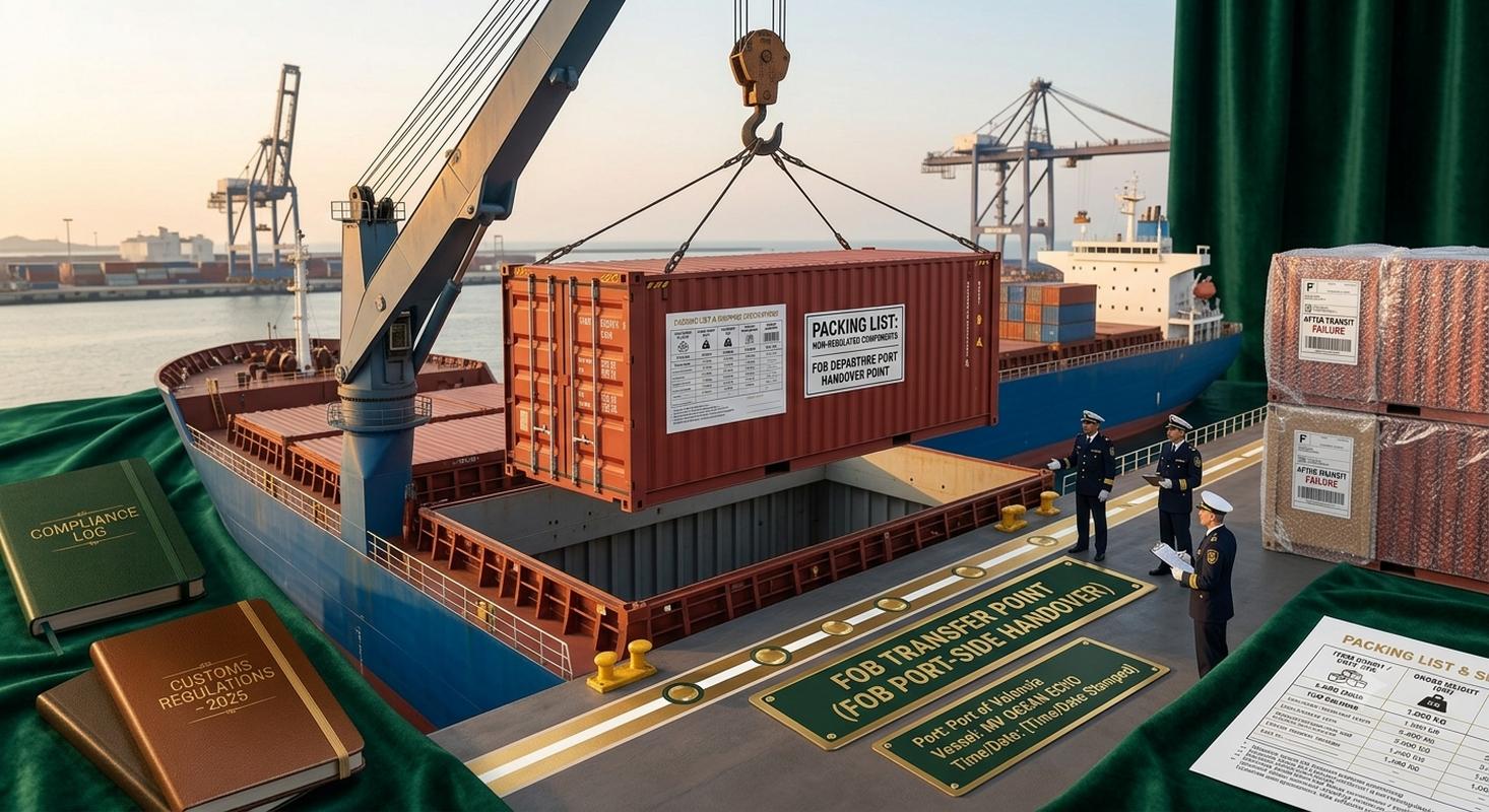 FOB container loading onto vessel at port of departure