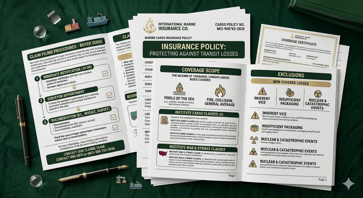 Freight insurance policy sample showing coverage scope and exclusion clauses