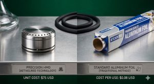HMD versus aluminum foil heat management comparison showing both methods