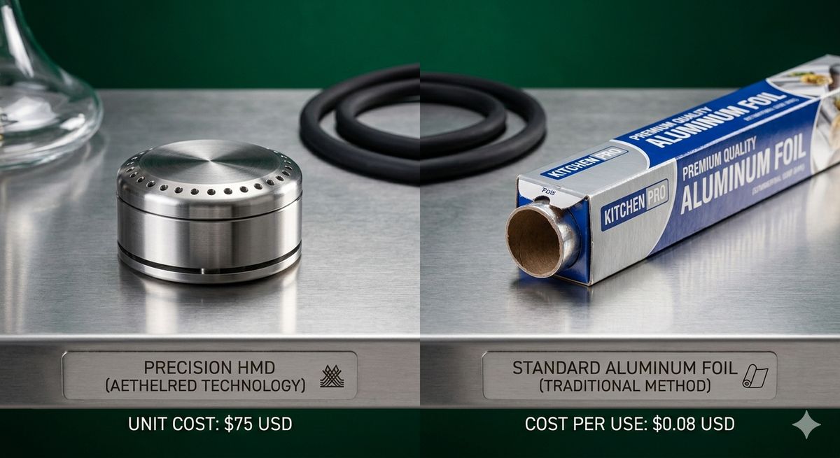 HMD versus aluminum foil heat management comparison showing both methods