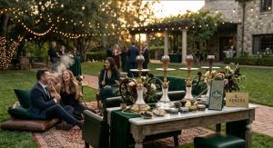 Hookah catering setup at outdoor party or private event showing portable arrangement