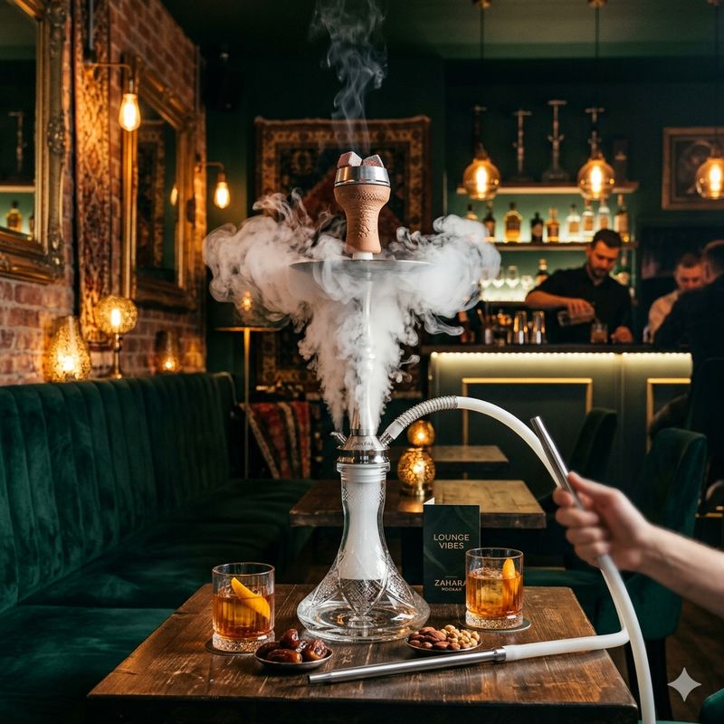 Instagram-style hookah bar photography showing high quality lighting and atmosphere