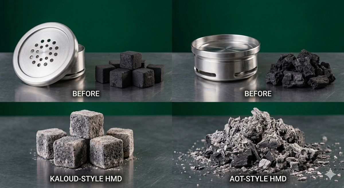 Kaloud style versus AOT style HMD airflow hole design comparison side by side