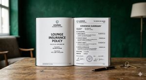 Shisha lounge insurance policy document showing coverage summary and limits
