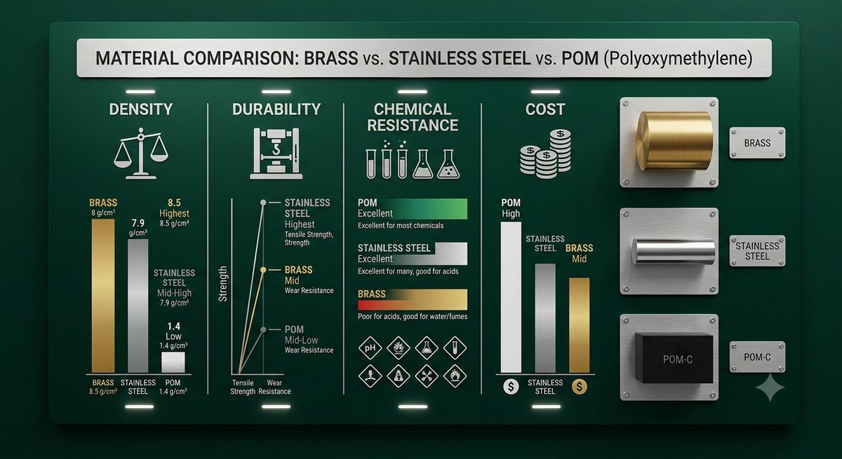 Material comparison infographic showing density, durability, and cost for three hookah materials