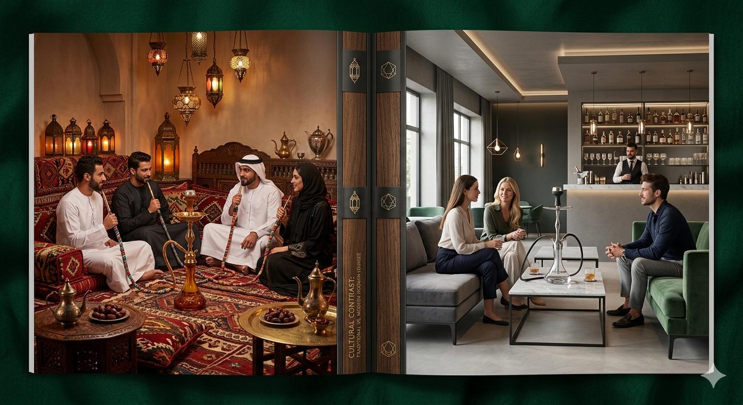 Middle Eastern traditional hookah cafe versus European modern hookah lounge comparison