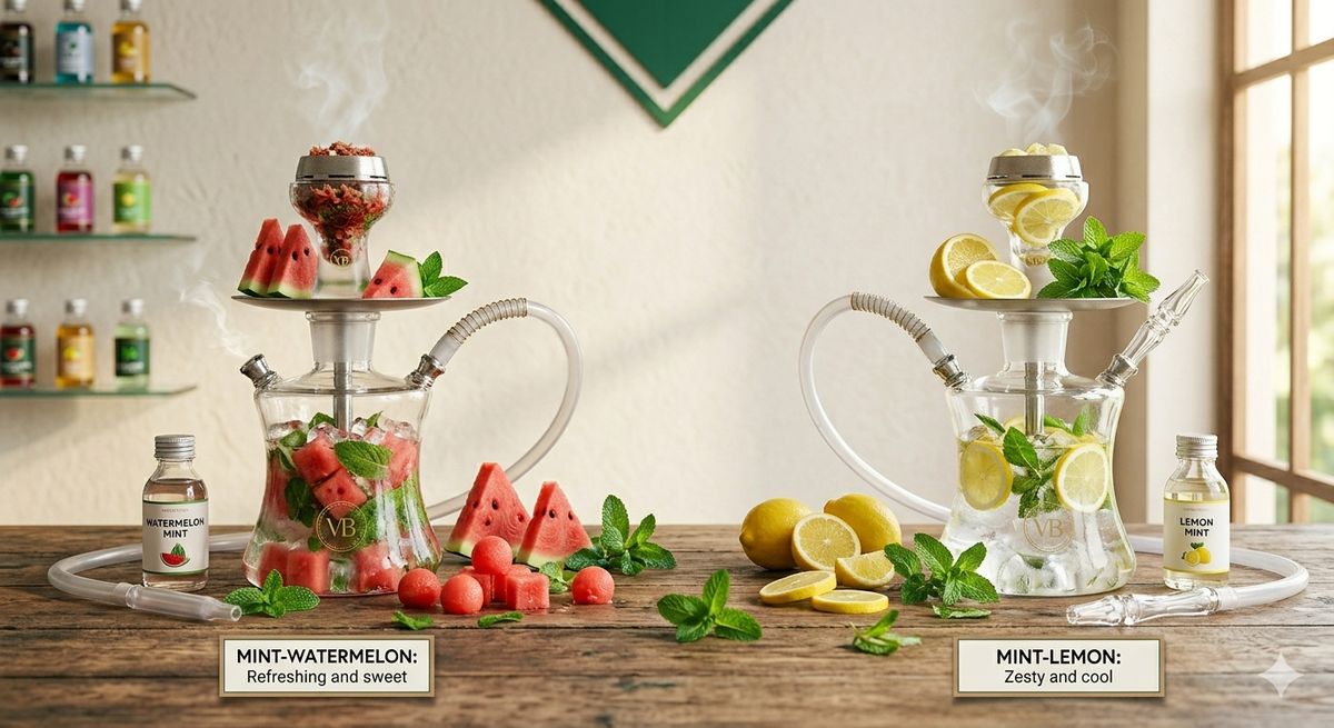 Mint and fruit flavor combinations showing mint watermelon and mint lemon pairings