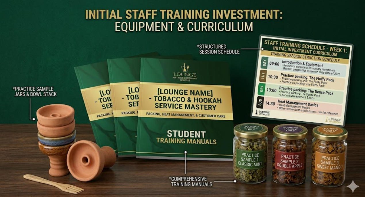 Staff training initial investment showing materials, tobacco wastage, and trainer costs