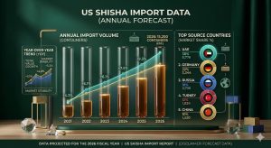 US shisha import annual volume chart with top source countries
