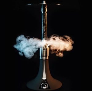 Vertical exhaust bottom smoke outlet showing smoke releasing downward from stem