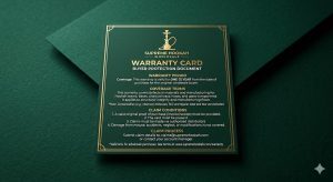 Hookah wholesale warranty card showing coverage period and terms