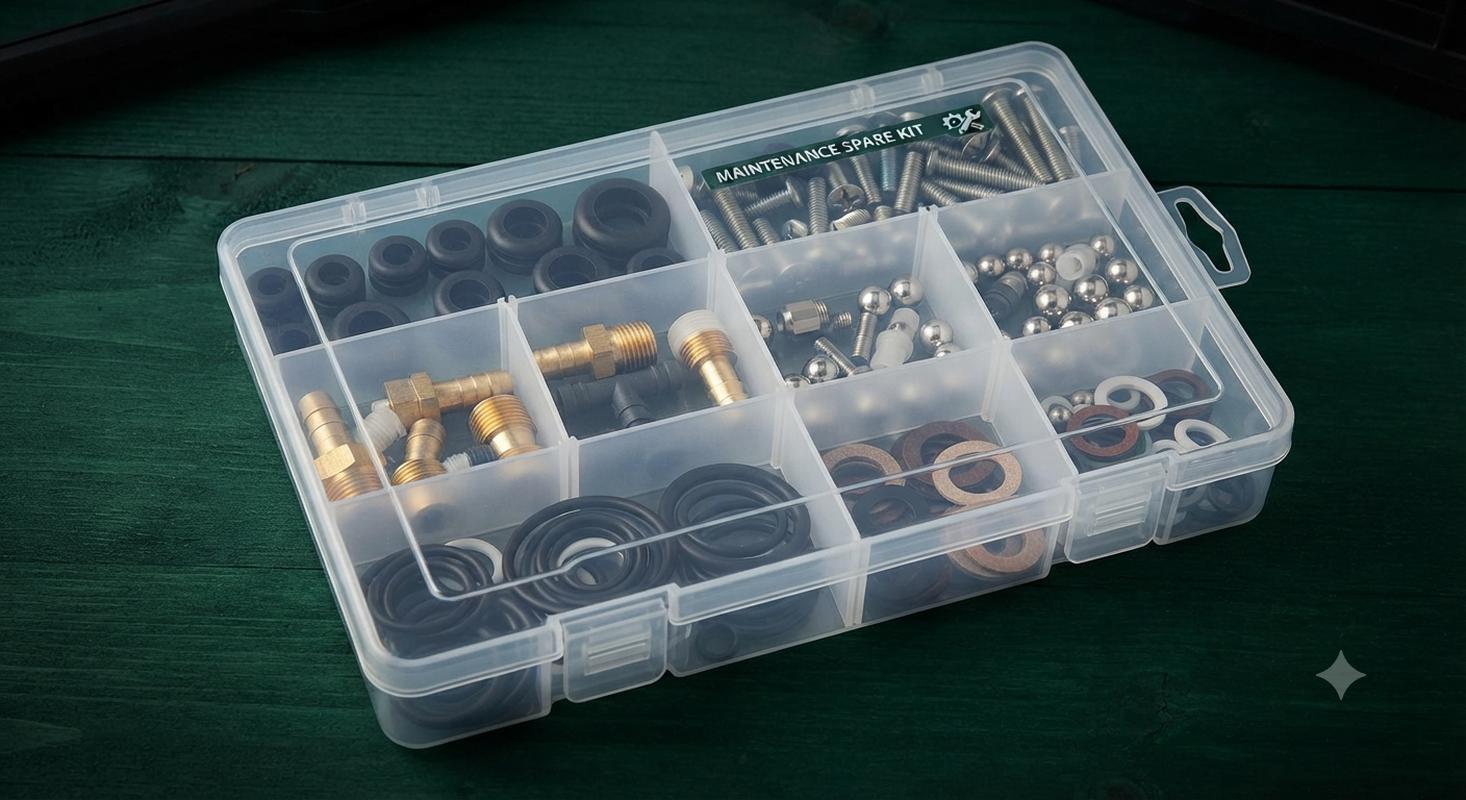 Spare parts kit showing common consumable replacement parts included with bulk orders