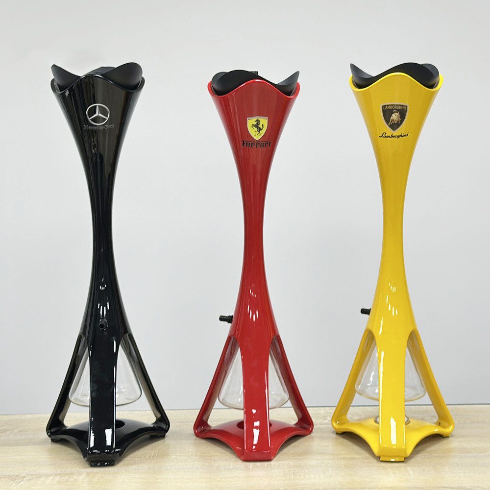 Wholesale Ferrari Sports Car Style Shisha with heavy glass base for lounges and distributors.